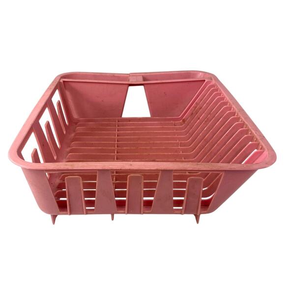 Vintage 1993 Rubbermaid Plastic Dish Drying Rack Dusty Rose Pink 14 x 12.5 - Picture 6 of 7